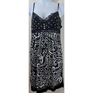 Betsy Johnson Black Floral Polka Lace Sleepwear Small Lightweight Soft Stretchy